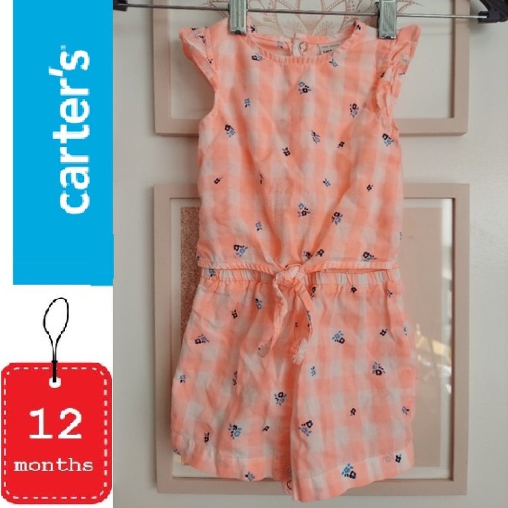 🎁 10/$25-Carter's  romper 12 months _ plaid and floral